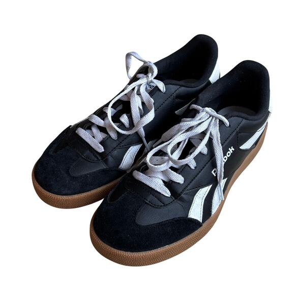Reebok Smash Edge sneakers black & white leather suede gum sole mens US size 9M